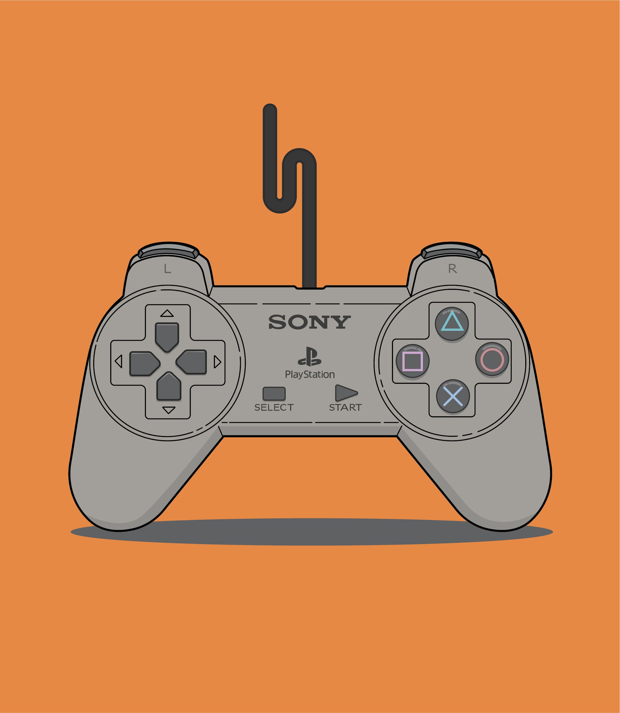 PlayStation pad on orange